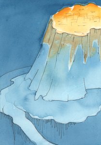 Vi el globo de la tierra, con una gran montaña en él