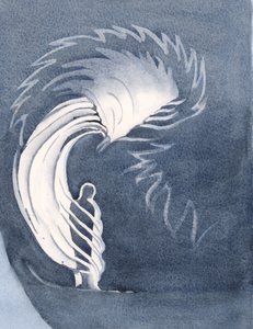 En la Comunión, la presencia de Cristo nos envuelve como un manto, calentándonos con Gracias Celestiales, consolándonos, 2000 de Elizabeth Wang