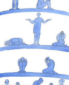 En las profundidades inferiores del Purgatorio hay almas - como personas desesperadas en una mazmorra medieval que se acurrucan cerca de las paredes - que no tienen a nadie que ore por ellas de Elizabeth Wang
