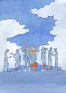 Es como si, a los ojos del Señor, una nube de corrupción se arremolinara en la sociedad; y a los católicos les cuesta no dejarse vencer, 2004 (acuarela sobre papel)