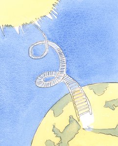 Es como si se extendiera una larga escalera en espiral desde el cielo hasta la tierra.