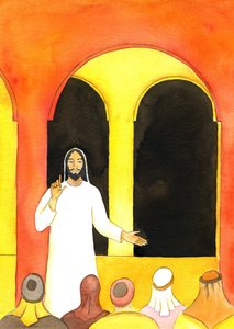 Jesús predicó en el Templo, diciendo la verdad, y enfureciendo a algunas personas que luego tramaron hacerle daño de Elizabeth Wang