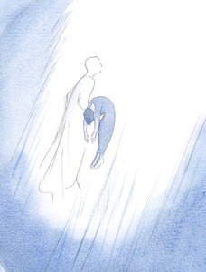 Una vez, Cristo abrazó rápidamente a un alma recién purificada, elevándola como a un recién nacido hacia el Cielo. de Elizabeth Wang