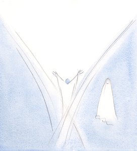 Nuestra Bendita Señora había sido un tabernáculo viviente para Cristo, pero la vi de pie a un lado, con la cabeza inclinada en humildad.