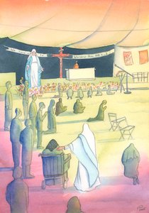 Nuestra Señora viene a estar con nosotros mientras adoramos a Dios y la honramos. de Elizabeth Wang