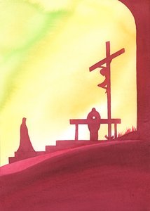 La Misa es como una ventana en el tiempo, a través de la cual estamos presentes en el Sacrificio Salvifico de Cristo, mientras María observa de Elizabeth Wang