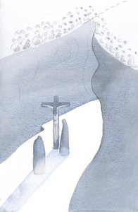 ¡Qué abismo se abre ante nosotros en la Misa, al ser parte del Único Sacrificio por el pecado, unidos a esa época pasada cuando Cristo en la Cruz nos salvó! de Elizabeth Wang
