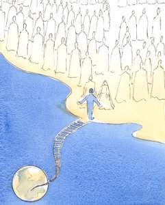 Cuando un nuevo santo llega al Cielo, toda la compañía saluda a esa alma, con Cristo y su madre María, 2004 de Elizabeth Wang