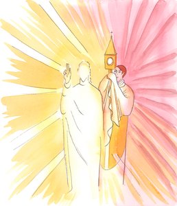 Cuando un sacerdote sostiene la custodia con la Sagrada Hostia, y nos bendice con ella, Cristo mismo nos está bendiciendo, aunque no lo veamos de Elizabeth Wang