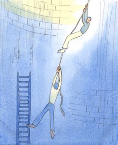 Cuando alguien persevera en la intercesión por una persona en peligro, es como si alguien se permitiera ser suspendido en una cuerda y bajado a un pozo de mina, para rescatar a alguien atrapado en una escalera rota.