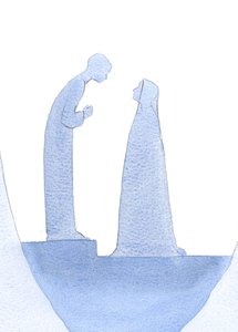 Cuando el niño Jesús fue encontrado en el Templo, se inclinó hacia adelante, explicando en silencio a su Santa Madre (con infinita bondad) que su trabajo ya había comenzado. de Elizabeth Wang