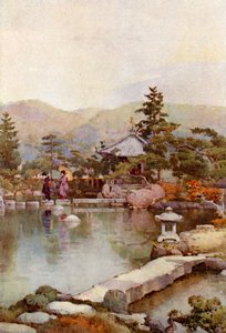 Un jardín paisajístico (litografía en color)