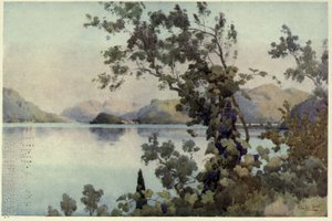 Atardecer, Lago di Como, Ilustración de 