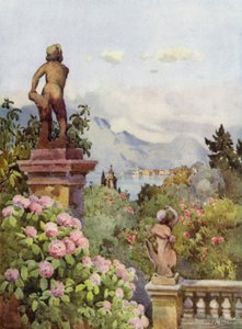 Hortensias, Isola Bella, Lago Mayor (litografía en color) de Ella Du Cane