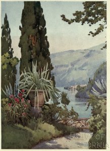 En el jardín de la Villa Arconati, Lago di Como, Ilustración de "Los lagos italianos" de Richard Bagot