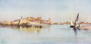 Kom Ombo (litografía en color) de Ella Du Cane