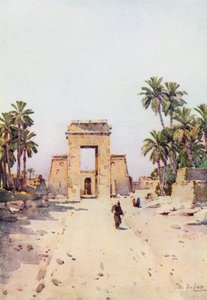La puerta de Euergetes, Karnak (litografía en color)