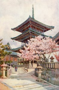 La Pagoda, Kyomidzu (litografía en color) de Ella Du Cane