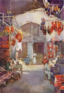 El bazar del calzado, El Cairo (litografía en color) de Ella Du Cane