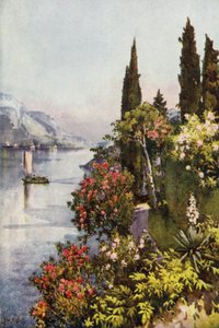 Villa Giulia, Lago de Como (litografía en color) de Ella Du Cane