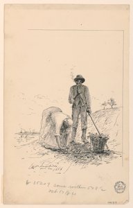 Hombre y mujer trabajando junto a un río de Elliott Daingerfield