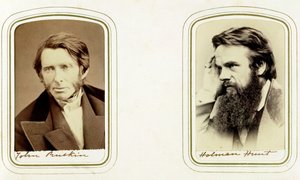 John Ruskin, artista, poeta y crítico inglés, y William Holman Hunt, artista inglés, 1865