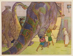 El Arca de Noé: El dilema de los dinosaurios (litografía en color) de Elmer Boyd Smith