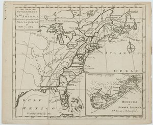 Mapa de los gobiernos británicos en América del Norte, grabado por J. Gibson de Emanuel Bowen