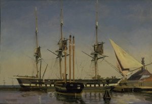 La fragata "Niels Juel" cerca de la guardia principal en Nyholm de Emanuel Larsen