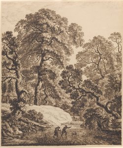 Un Bosque de Robles con una Familia de Viajeros de Emanuel Steiner