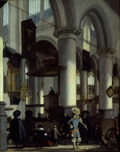 Interior de la Oude Kerk, Delft, c.1680 (óleo sobre tabla) de Emanuel de Witte