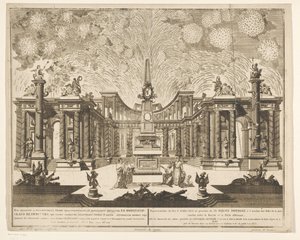 Vuurwerk en Moskou bij de viering van het einde van de Russisch-Turkse Oorlog, 1775 (Acto III) Representación de Fuegos Artificiales, disparados en presencia de Su Majestad Imperial con motivo de las Celebraciones de la Paz concluidas entre Rusia y la Puer de Emel