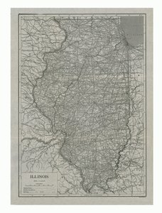 Mapa de Illinois, EE.UU., c1910s