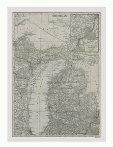 Mapa de Michigan, EE.UU., c1900 de Emery Walker