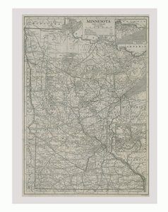 Mapa de Minnesota, EE.UU., c1900s