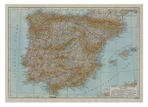 Mapa de España y Portugal, c1910