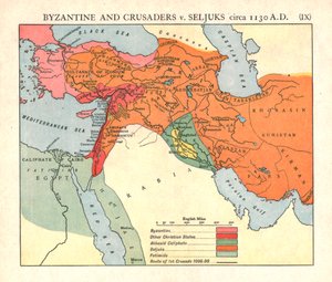 Bizantinos y cruzados contra selyúcidas, circa 1130 d.C.