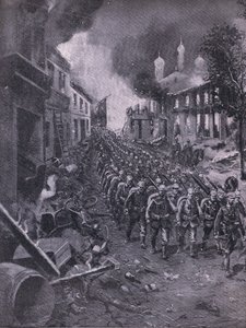 La invasión de Brest-Litowski por las tropas alemanas, de La Historia Ilustrada de la Primera Guerra Mundial 1914-1915 pub. por Union Berlagsefellfchaft de Emil (after) Limmer