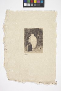Naturaleza muerta con jarrón y botella (tinta) de Emil Carlsen