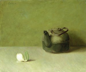 Bodegón con tetera y cebolla (óleo sobre lienzo)
