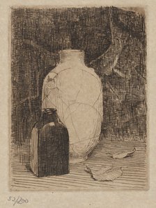 Naturaleza muerta con jarrón y botella de Emil Carlsen