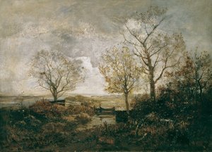 Paisaje otoñal junto al río.