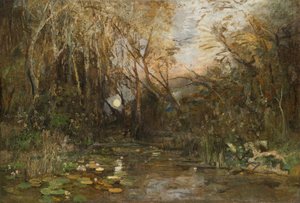 Salida de la luna en el Praterau de Emil Jakob Schindler
