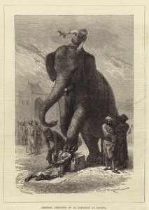 Criminal ejecutado por un elefante en Baroda de Emile Antoine Bayard