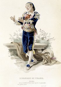 Fígaro en “Las bodas de Fígaro” - en “Obras completas de Beaumarchais”, dibujos de Emile Bayard, ed. Laplace Sanchez & cie, París