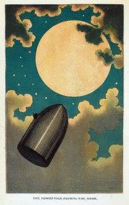 Ilustración del libro De la Tierra a la Luna de Julio Verne. 1877