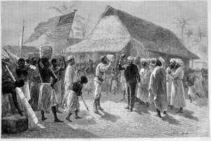 Encuentro entre Sir Henry Morton Stanley (1841-1904) y David Livingstone (1813-1873), en "Le Tour du Monde"