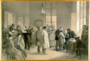Pacientes mordidos por perros rabiosos inoculados contra la hidrofobia en el laboratorio de la Escuela Normal de París. de Emile Antoine Bayard