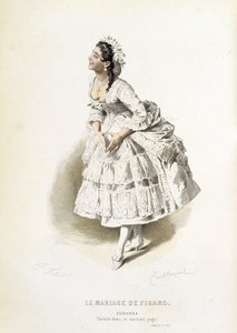 Suzanne en "Le mariage de Figaro" - en "Oeuvres complètes de Beaumarchais", dibujos de Emile Bayard, ed. Laplace Sanchez & cie, París