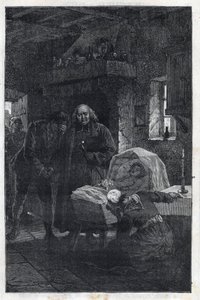 El obispo Myriel con una familia de luto - Ilustración de Emile Bayard para “Los miserables - Primera parte: Fantine” de Victor Hugo 1862